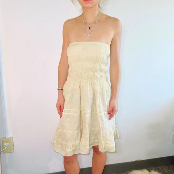James Perse Women's Tan and Cream Dress - Picture 1 of 5